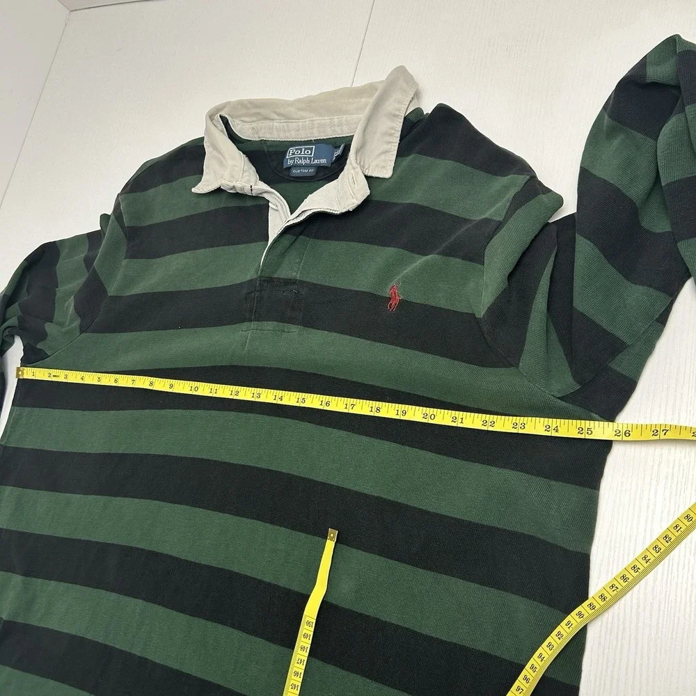 Vintage Men's Polo Ralph Lauren Mini Pony Striped Rugby Shirt 90s Cotton Sz 2XL